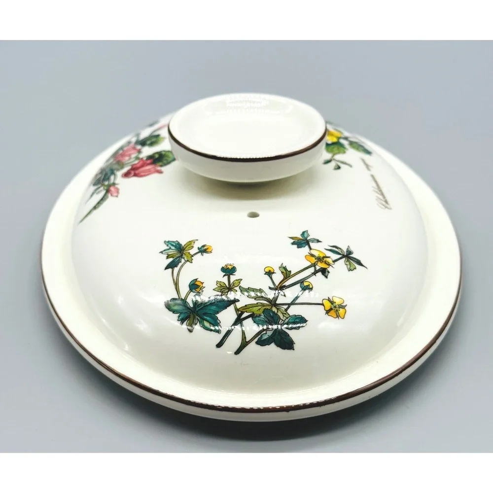 Portmeirion Botanic Garden Oval Casserole Replacement Lid White Floral